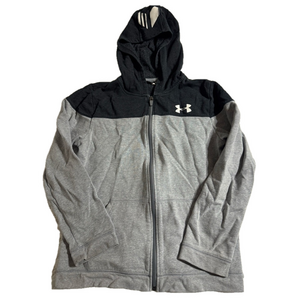 Under Armour Youth Boy XL Grey Black Zippered Hoodie Sweatshirt Activewear